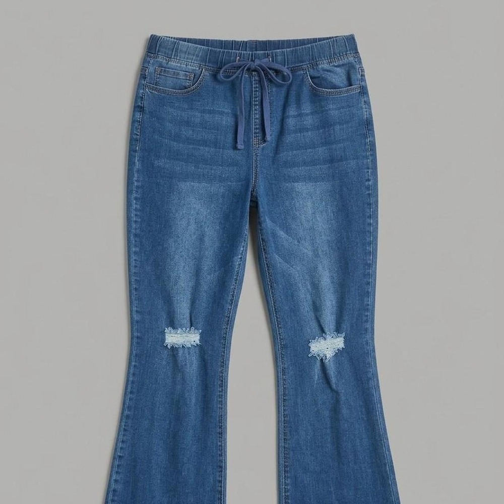 YMI Blue denim‎ flare jeans with drawstring waist